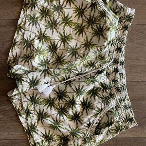 Briggs New York White Palm-Print Linen Blend Shorts XXL EUC